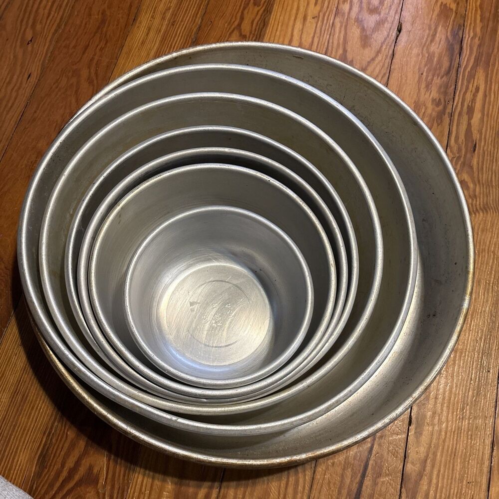 Bakermate Cake Pans Set Of Seven, 16,14,12,10,9, 8,6, Inches Round
